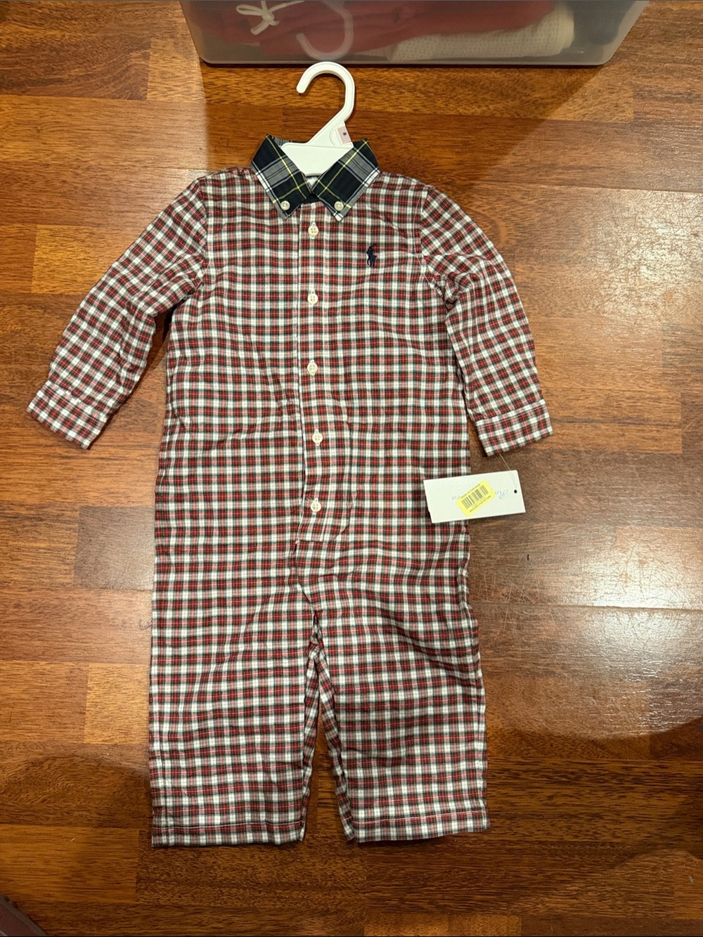 Polo by Ralph Lauren Red Plaid Kids shortall  Romper